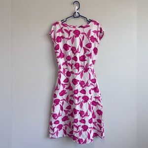 Ann Taylor Pink and White Flutter Sleeve Sundress
